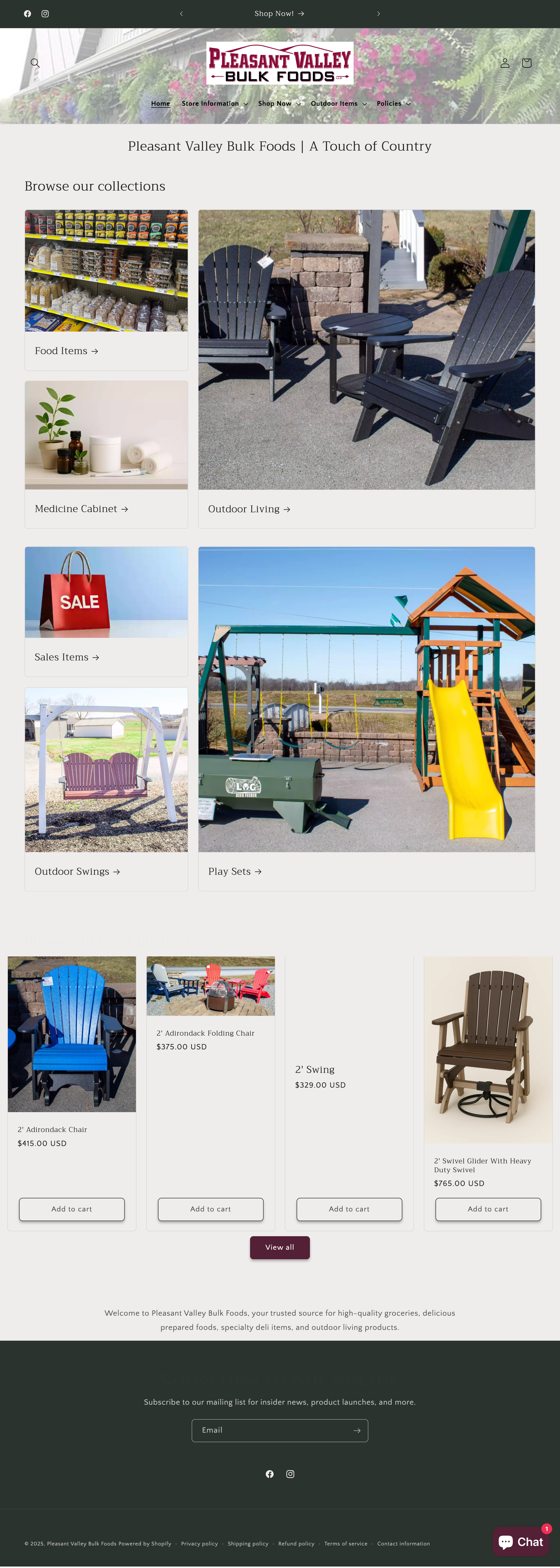 Shopify site for Pleasant Valley Bulk Foods
