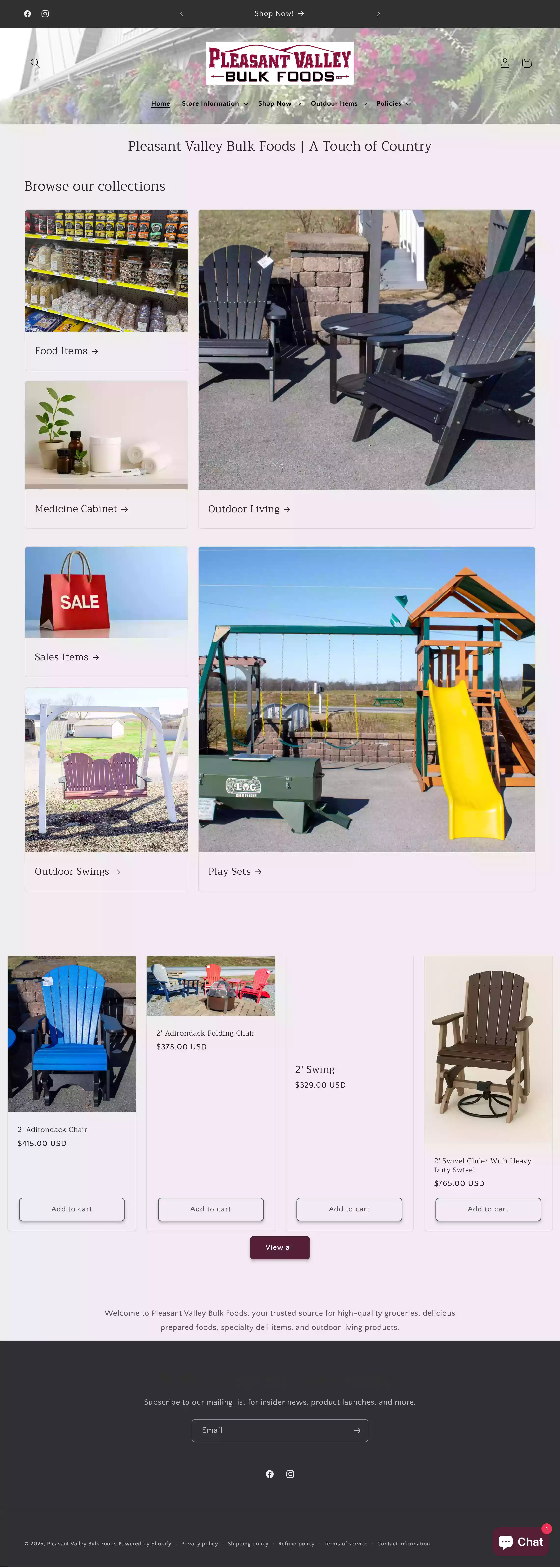 Shopify site for Pleasant Valley Bulk Foods